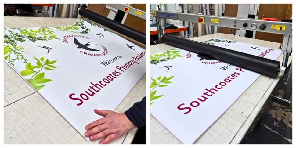 A collage of the creation of the Southcoates signage.